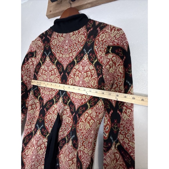 Peruvian Connection Ottoman Smoking Jacket Knit Cardigan Tie Waist Red Sz Small - Picture 6 of 7